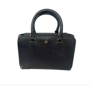 Tory Burch Handbag Black Saffiano Leather Top Handle Bag Mini Preppy Retail $365